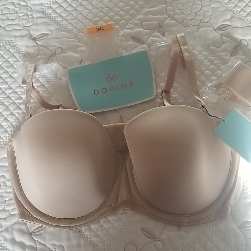DORINA Tan Bra Multi-Way Wear, 3 Strap Types 34C